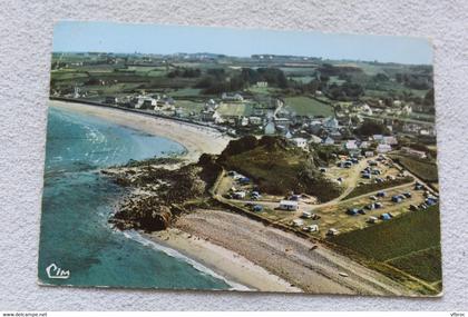 Cpm 1968, Plougasnou, vue aérienne, la plage et le camping, Finistère 29