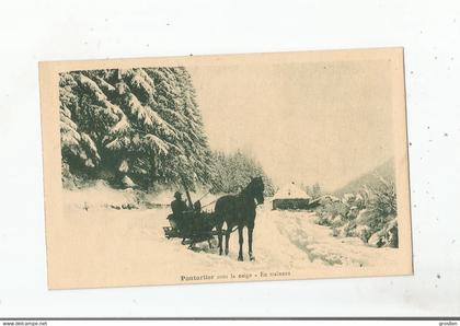 PONTARLIER (DOUBS) SOUS LA NEIGE EN TRAINEAU (ATTELAGE CHEVAL)