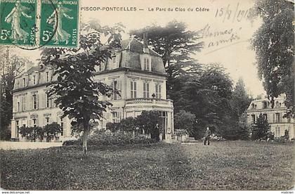 - val d oise -ref-609- piscop pontcelles - le parc du clos du cedre - chateau -chateaux - carte bon etat -