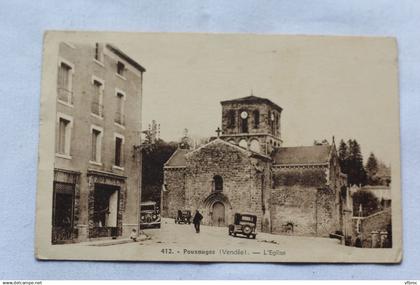 Cpa 1943, Pouzauges, l'église, Vendée 85