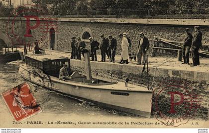 Parijs (Dép 75 - Capital de la France) * (J.H.) La Mouette, canot automobile préfecture de police bateau Seine