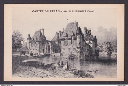 FRANCE, Postcard, Putanges-Pont-Écrepin, Castle of the Repas