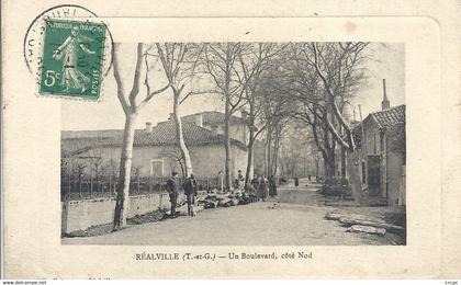 CPA Réalville Un Boulevard Côté Nord