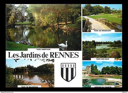 35 - Rennes - Les Jardins de Rennes - Multivues - Blasons - CPM - Voir Scans Recto-Verso