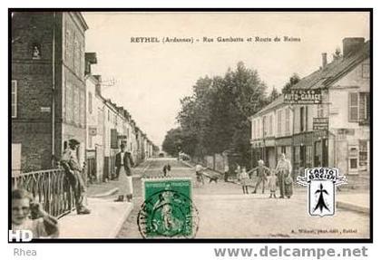 08 Rethel - RETHEL (Ardennes) - Rue Gambetta et Route de Reims - cpa