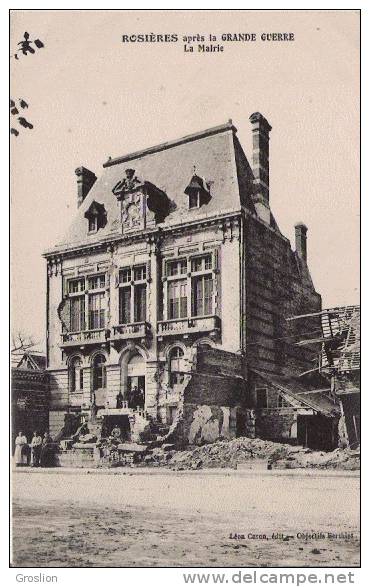 ROSIERES  (EN SANTERRE ) APRES LA GUERRE LA MAIRIE