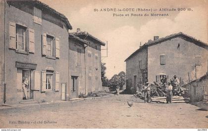 SAINT-ANDRE-la-COTE (Rhône) - Place et Route de Mornant - Ecrit 1924 (2 scans)