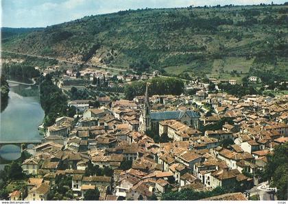 CPM Saint-Antonin-Noble-Val vue générale aérienne et la route touristique vers Caussade