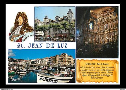 64 - Saint Jean de Luz - Multivues - Portrait de Louis XIV - Bateaux - Flamme Postale de Saint Jean de Luz - CPM - Voir