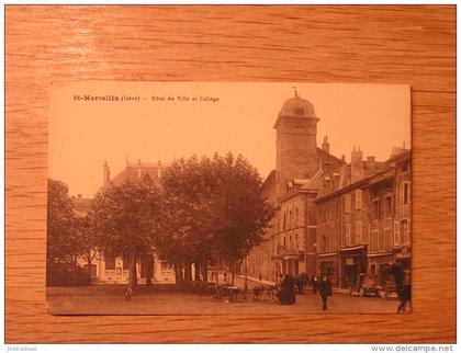 St Marcellin Hôtel de Ville et Collège Animée Isère 38 CPA Post Card Carte Postale France