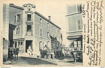 69 - Saint Symphorien sur Coise - Charcuterie Loste - Magasins et Bureaux - Animée - Correspondance - Etat pli visible -