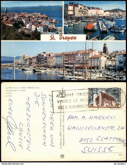 CPA Saint-Tropez Mehrbildkarte mit 3 Ansichten Saint-Tropez 1966