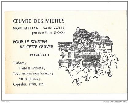 MONTMELIAN SAINT WITZ par SURVILLIERS (95) carte illustrée Oeuvre des Miettes