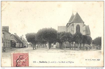 CPA Salbris Le Mail et l'église