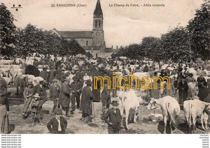 C P A  - 18  - SANCOINS -  le champ de foire - allée centrale