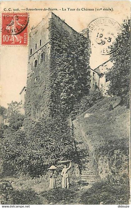 64 - Sauveterre de Béarn - La Tour du Château - Animée - CPA - Oblitération ronde de 09 - Voir Scans Recto-Verso