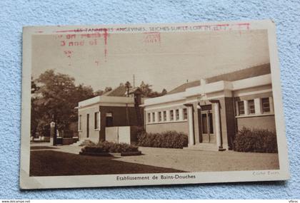 Cpsm 1952, Seiches sur le Loir, les tanneries Angevines, établissement de bains douches, Maine et Loire 49