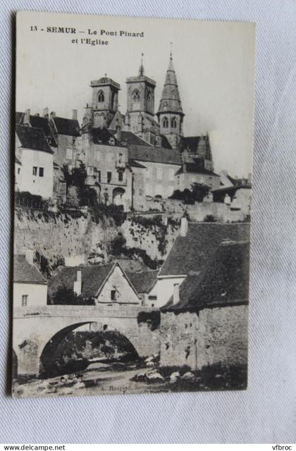 Semur, le pont Pinard et l'église, Cote d'Or 21