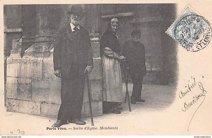 Paris     75   Paris   Vécu. Sortie d'Eglise. Mendiants     (voir scan)