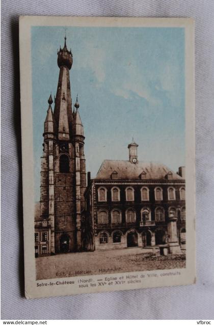 Cpa 1946, Solre, le Château, église et hôtel de ville, Nord 59