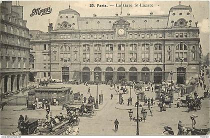 - paris -ref-C14- gare saint lazare - gares - ligne de chemin de fer - publicite maggi - carte bon etat -