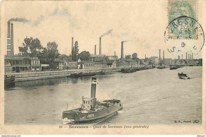 92 - Suresnes - Quai de Suresnes - Animée - Bateaux - CPA - Voir Scans Recto-Verso