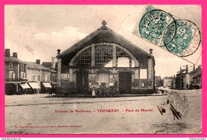 Thenezay - Place du Marché - Moteur DUPLEX - Animée - Cliché RABOURDIN - Coll. A BOURDEAU - 1904