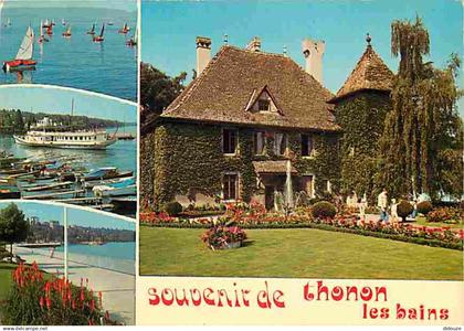 74 - Thonon les Bains - Multivues - Bateaux - CPM - Voir Scans Recto-Verso