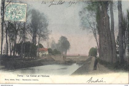 CPA Torcy Le Canal et l'Ecluse péniche