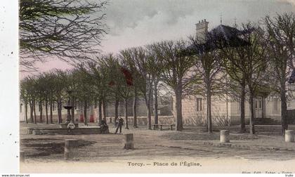 TORCY PLACE DE L'EGLISE ( CARTE COLORISEE )