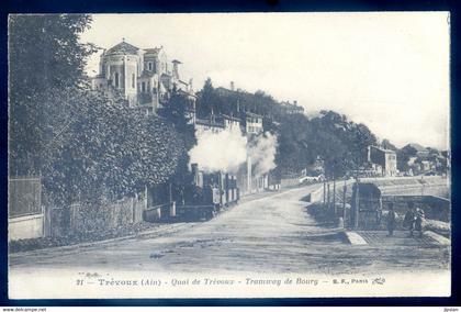 cpa du 01  Trevoux -- quai de Trévoux -- tramway de Bourg    JA22-05