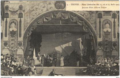 Carte Postale Ancienne de TROYES-Fêtes Littéraires des 15.16.17 Août-Jeanne D'arc délivre Troyes