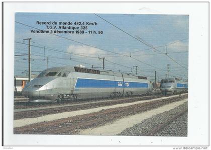 VENDOME 5 DECEMBRE 1989 11H50. RECORD DU MONDE 482,4 KM/H TGV ATLANTIQUE 325