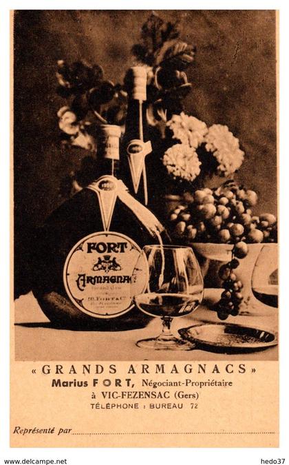 Vic Fezensac - Carte publicitaire Grands Armagnacs - Marius Fort