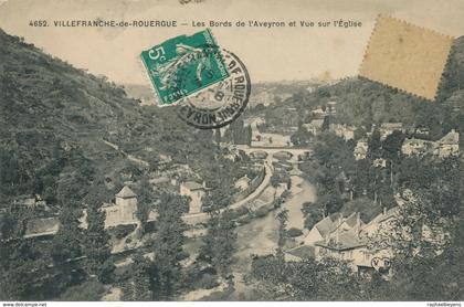 CPA. 4652. Villefranche-de-Rouergue Les bords de l'Aveyron vue de l'église