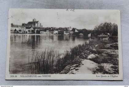 K977, Cpa 1941, Villeneuve sur Yonne, les quais et l'église, Yonne 89