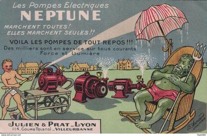 RHONE - VILLEURBANNE - LES POMPES ELECTRIQUES NEPTUNE - JULIEN & PRAT-LYON 114 COURS TOLSTOI - VILLEURBANNE - CARTE DATE