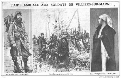 Carte Postale Ancienne de VILLIERS SUR MARNE-l'aide Amicale Aux soldats