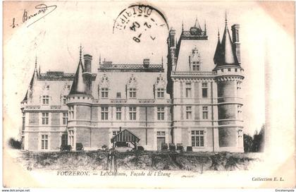 CPA Carte Postale France-Vouzeron Le Château Façade et étang 1904  VM47109