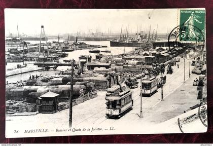 1909 Marseille Bassin et quai de la Joliette, Trolley-Tramway Zone portuaire[13] B-d-R Carte Postale-CPA