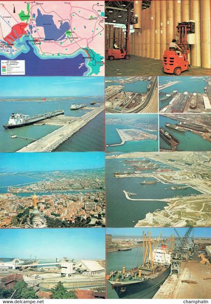 Lot de 14 CPM - Le Port Autonome de Marseille - Europort du Sud - Fos - Notice d'information