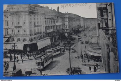 1905 LA CANEBIERE .MARSEILLE CPA-Carte Postale[13] Bouches-du-Rhône Très animée ligne tramway trolley bus