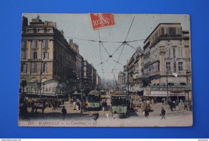 TROLLEY-BUS-TRAMWAY--1908 Canebière, centre ville MARSEILLE CPA-Carte Postale [13] Bouches-du-Rhône  Pour St Maximin var