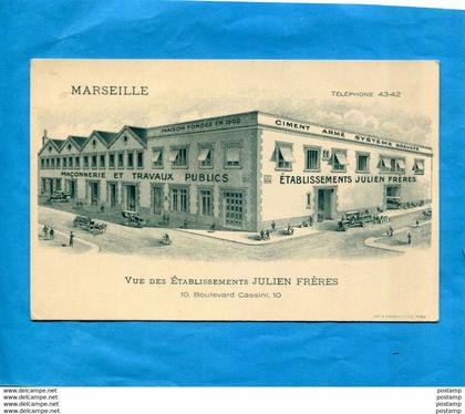 MARSEILLE-4°-ETS JULIEN FRERES-10 bd Cassin l'établissement rue animée annnées 20-maçonnerie - travaux publics années 30