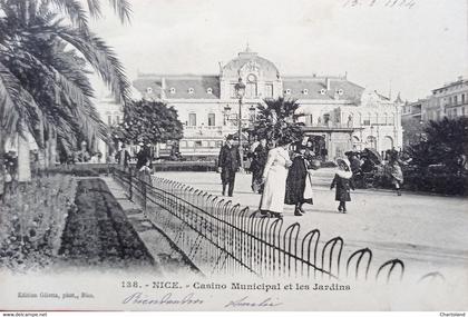 Cartolina - Nice - Casino Municipale et les Jardins - 1904