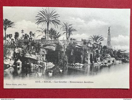 Cartolina - Nice - La Grotte - Nouveaux Jardins - 1910 ca.