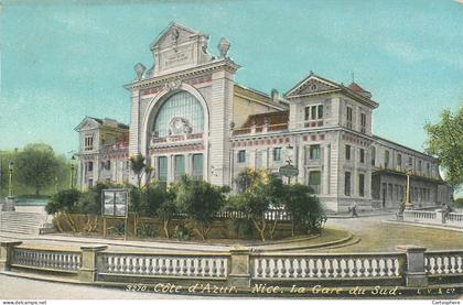 CPA 06 Alpes Maritimes > Nice > Transport ferroviaire - Gare du Sud - Sombsthay - Palais Val Rose - Aqua Photo