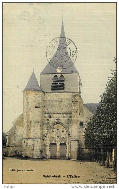 depts divers- aube- ref R 34- saint just - st just -  l eglise - carte toilee couleur -  carte bon etat -