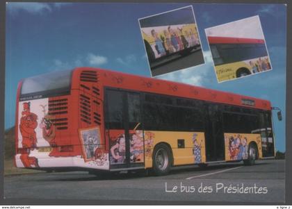 REF 453 : CPM Transport Bus Autocar Angouleme Le bus des présidentes Bande dessinée