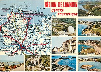 22 - Côtes d'Armor - Région de Lannion - Multivues - Carte Géographique Michelin - Flamme Postale de Lannion - CPM - Voi